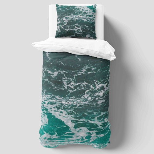 Blue ocean duvet cover single - blue,