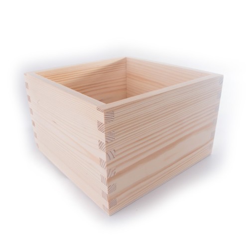 Square wooden non lidded open - wooden, non-lidded