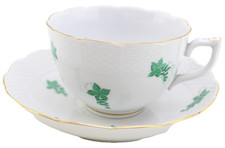 Herend Green Floral Hand Painted tea Cup and Saucer. lovely condition