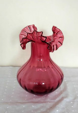 BETTER QUALITY HUGE VINTAGE CRANBERRY GLASS VASE IN GOOD CONDITION   m