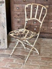 Antique French Wrought Iron Folding Garden Chair Seat