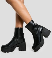 Womens Black Chunky Platform
