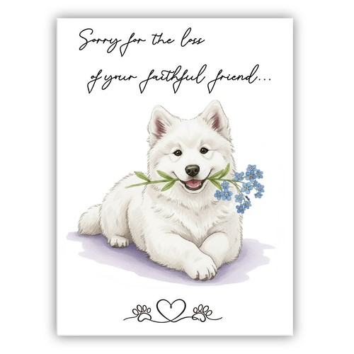 Samoyed dog sympathy card - dog,