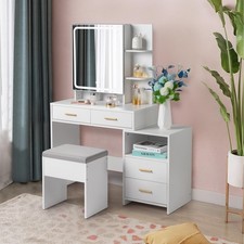 4 Drawers White Dressing Table