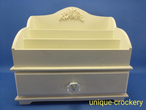White wooden desk organiser - wooden,