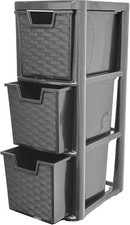 Plastic Storage Drawers Unit Medium, Compact Rattan Effect Organizer