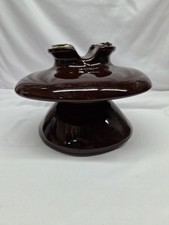 Vintage 10 Inch Ceramic Porcelain Brown Double High Voltage Insulator