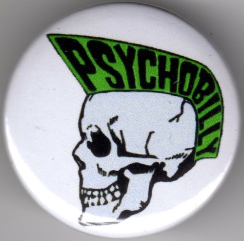 Psychobilly skull pin button - skull,