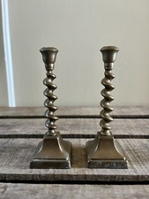 Pair Of Small Brass Barley Twist Candlesticks