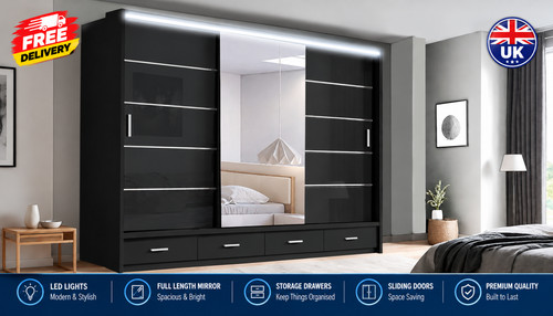 Black mirrored sliding door - black,