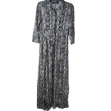 Zara Womens Dress Maxi Animal Snake Print Shirt Style Size Medium Slit Front