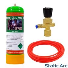 ARGON CO2 DISPOSABLE GAS BOTTLE CYLINDER KIT WELDING w/ REGULATOR HOSE 2.2L