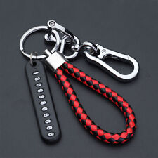 Anti-lost Phone Number Plate Pendant Car Keychain Key Ring Keyring Red + Black
