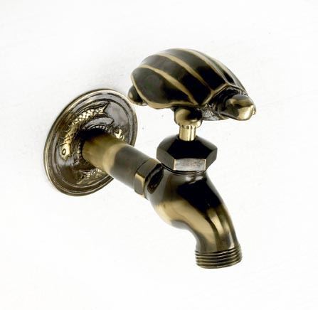 Antique brass turtle - brass,