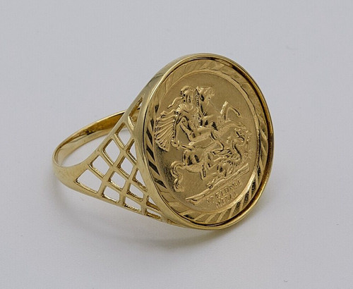 9ct solid gold george - st, size
