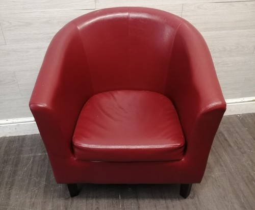Red faux leather tub - , chair