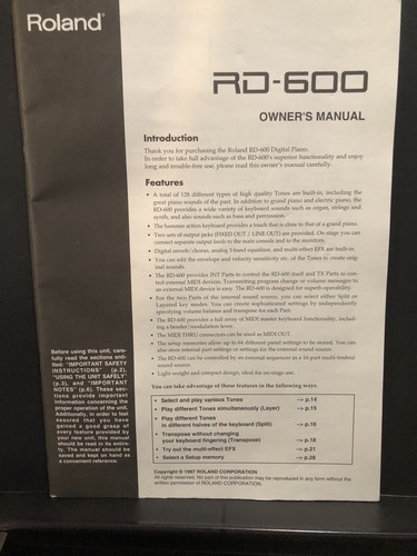 Roland 600 owner - roland, rd-600