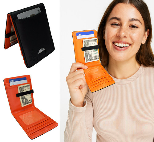 Orange black wallet men - black,