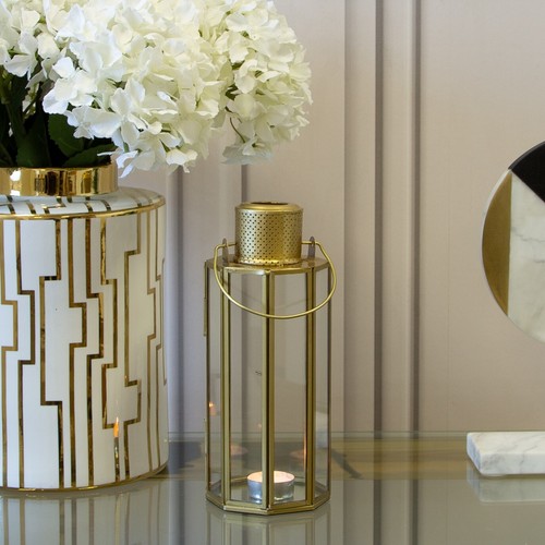 Small gold octagonal candle - octagonal,