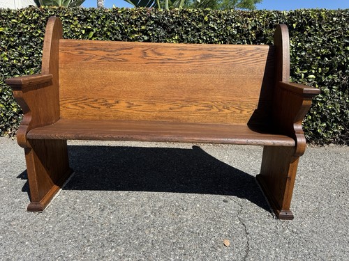 Antique solid wood church - solid, pew