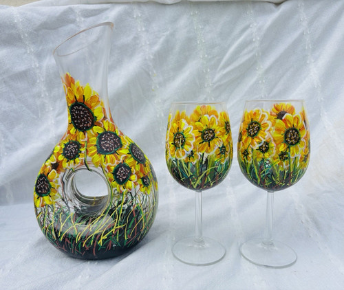 Hand painted sunflower floral - hand,