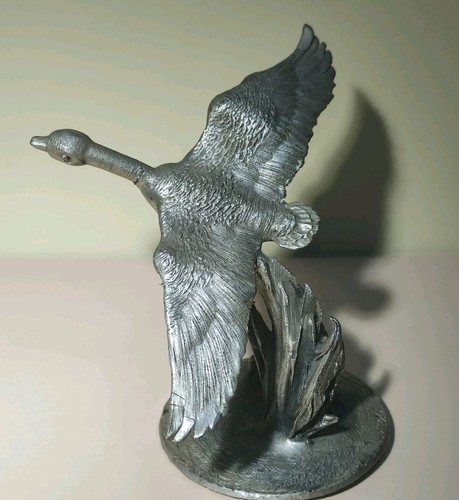 Pewter goose bird statue - pewter,