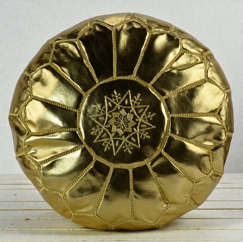 Moroccan gold pouffe - pouffe, footstool