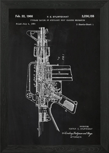 M16 rifle patent framed - rifle,