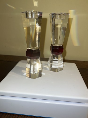 Vintage crystal glass candle - glass,