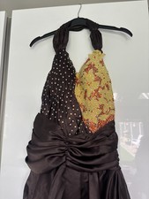 Beautiful Stoned Latin Dance Dress Brown and Gold Size10 Brand New Unique Style
