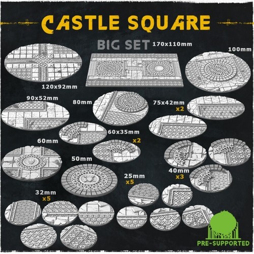 Printed castle square bases - castle,