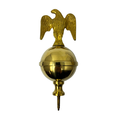 Brass clock finial ball eagle - brass,