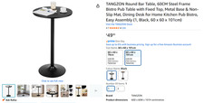 TANGZON poseur table - 60cm Steel frame bistro pub table with fixed top new