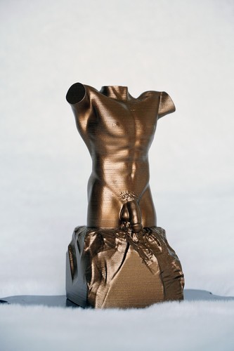 Male torso sculpture - torso, espresso