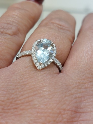 Ladies 18ct aquamarine - w/g, &