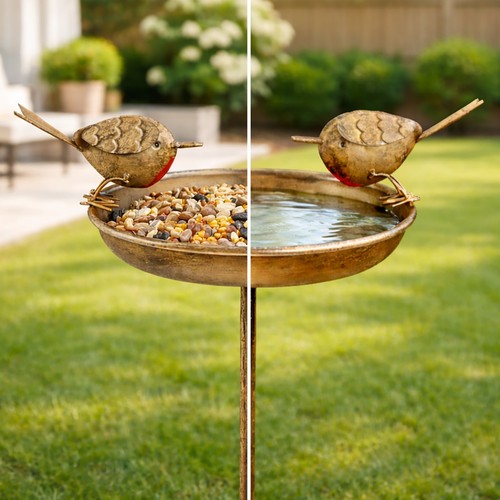 Robin bird bath feeder - robin,