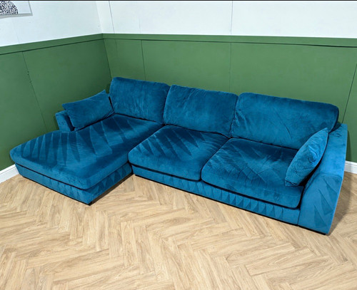 Dfs blue velvet chaise longue - blue,