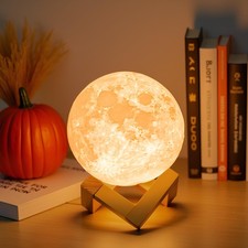 Methun 12cm 3D Moon Lamp Dual Color Touch USB Rechargeable Bedside Light