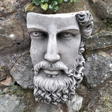 Stone garden Zeus Greek God wall plaque classic man face