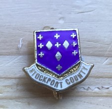 RARE OLD 1970s STOCKPORT COUNTY FOOTBALL CLUB  SHIELD BADGE Maker Coffer London