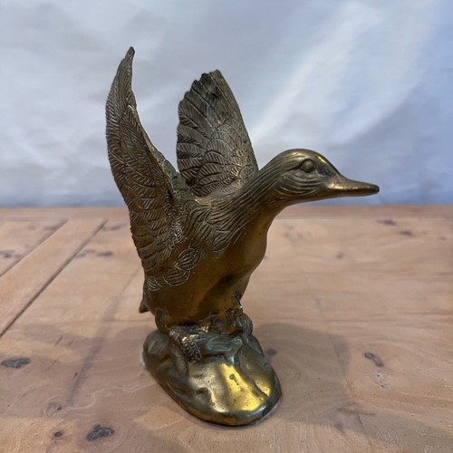 Vintage brass flying duck - brass,