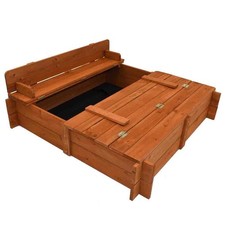 96cm Square Wooden Sandpit with Integrated Folding Lid