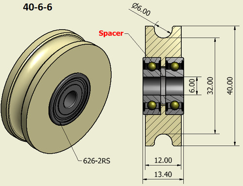 40mm nylon pulley wheel - 40mm,
