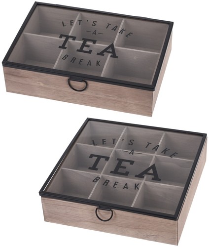 Wooden tea box with glass - box,