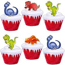 Dinosaur Cartoon Stand Up Cup Cake Toppers Edible Birthday Party Decorations
