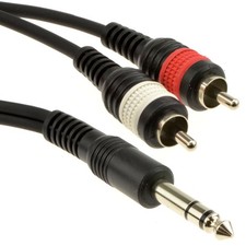 5m PRO 6.35mm Jack to 2 x Phono Plugs Shielded Cable