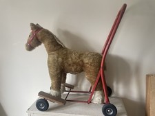 Vintage Pedigree Soft Toys Ltd Horse Push-Along on Wheels – 61cm Handle