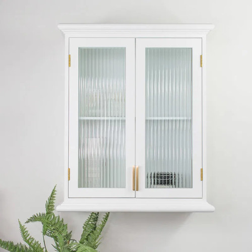 White reeded glass wall - reeded,