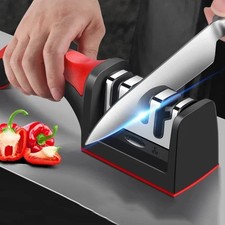 New 3-Segment Knife Sharpener Kitchen Knives Stainless Steel Sharpening Stone UK