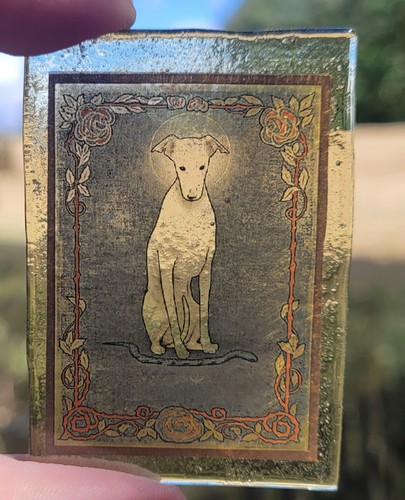 Stained glass greyhound dog - glass,